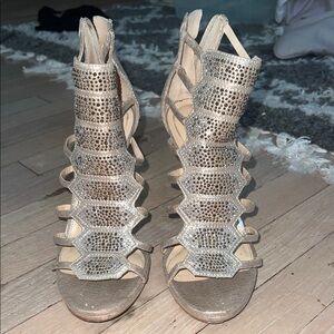 Vince Camuto Shimmering Gold Strappy Heels